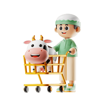 3d Character Boy Buying A Cow Pose png
