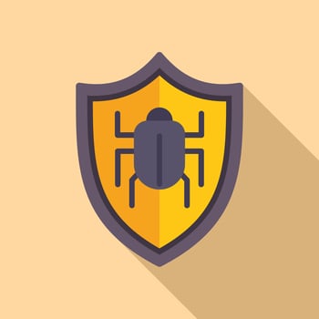Cybersecurity icon shield with bug silhouette vector