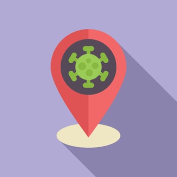 Covid19 hotspot location pin icon vector