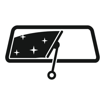Black icon of a car windshield wiper cleaning a starred, possibly dirty windshield vector