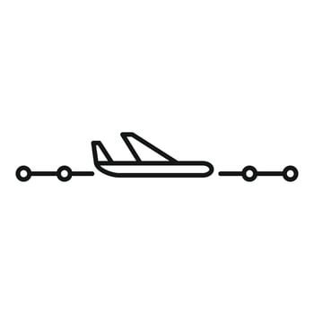 Simple line icon of an airplane taking off, isolated on a white background vector