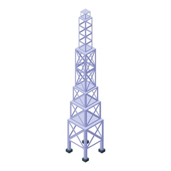 Detailed illustration of an isometric communication tower on a white background vector
