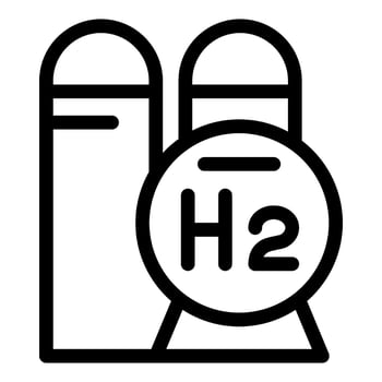 Black and white icon of hydrogen fuel cells, representing clean energy vector