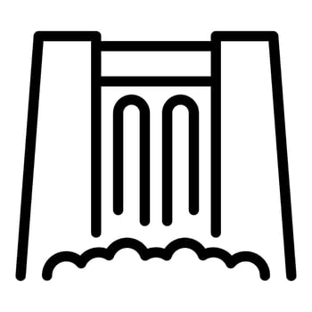 Simplified black icon of a hydroelectric dam with water flow, isolated on a white background vector