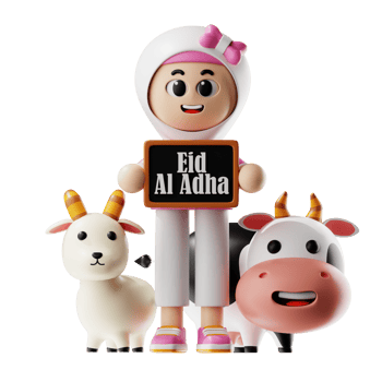 3d Girl Character Holding Blackboard Eid Al Adha Pose png