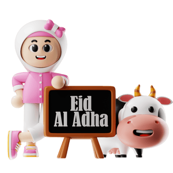 3d Girl Character Happy Eid Al Adha Pose png