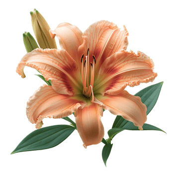 Daylily flower Summertime bloom of ditch-lily flower. Daylily flower top view. Daylily flat lay isolated png