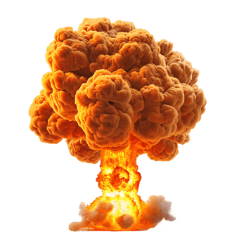 Nuclear Explosion with Mushroom Cloud Isolated on Clear Background png