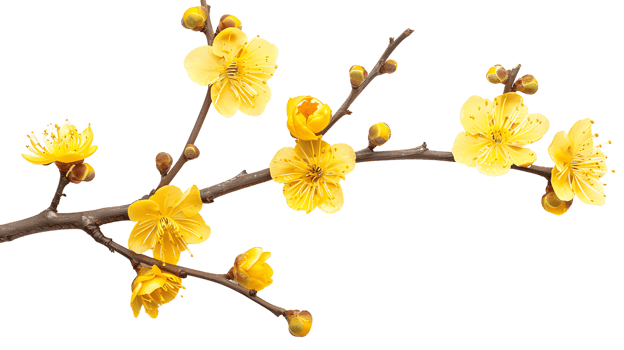 Transparent Yellow Floral Twig Clipart png