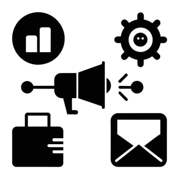 Set of digital marketing icons on white background vector