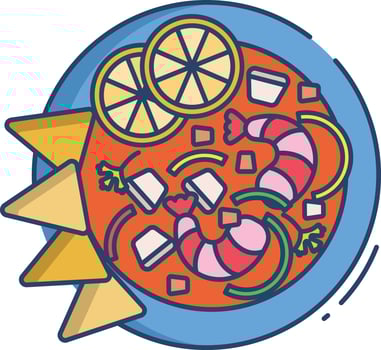 Ceviche linear color illustration vector