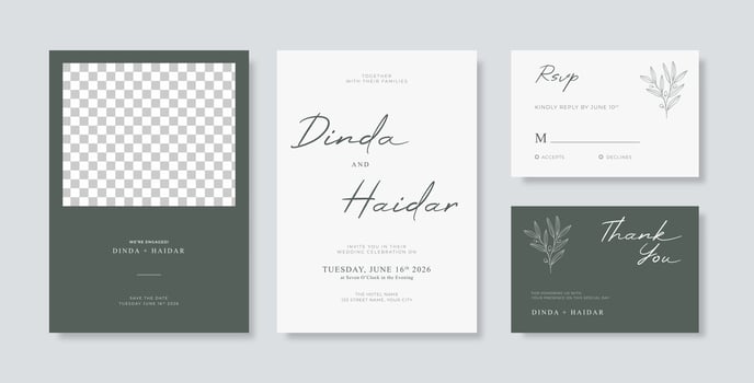 Beautiful wedding invitation template with flower watercolor vector