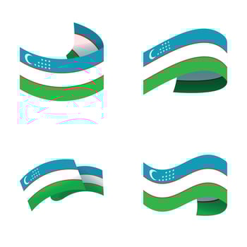 Uzbekistan flag icons set cartoon . National uzbekistan flag vector