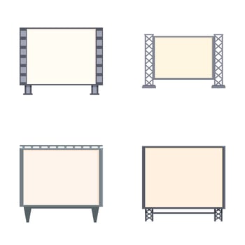 Outdoor cinema icons set cartoon . Car cinema or drive movie in open air vector