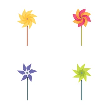 Colorful pinwheel set isolated on white background vector