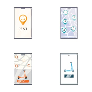 Rental service app icons set vector