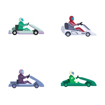 Colorful gokart racers set vector