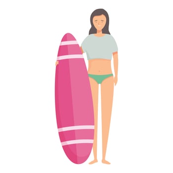 Woman with surfboard on white background vector