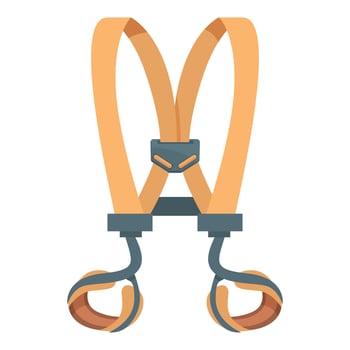 Flat design illustration of cartoonstyle orange scissors, isolated on white vector