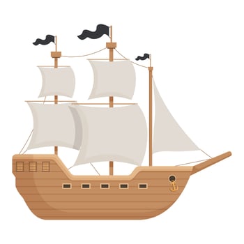 Sailing ship illustration on white background vector