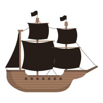 Cartoon pirate ship isolated on white vector