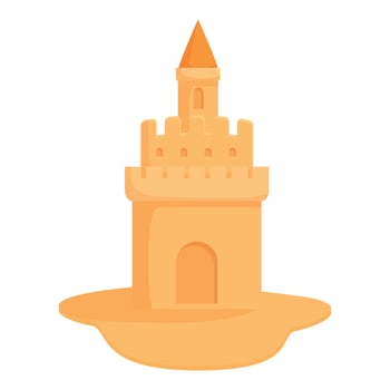 Vibrant cartoon illustration of a simple sandcastle with a single tower on a sandy base vector