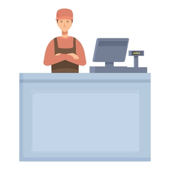 Cashier at counter in retail store vector