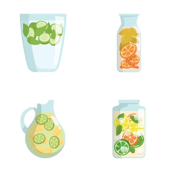 Refreshing infused water illustrations set vector