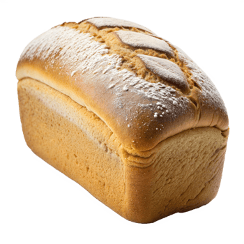 Fresh baked loaf of bread with powdered top png