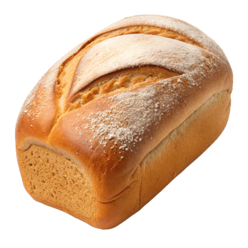 Fresh homemade bread loaf with golden crust png