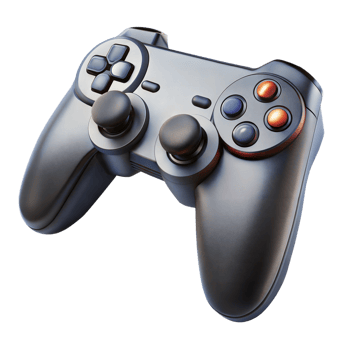 Modern black gaming controller on a transparent background png