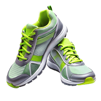 Pair of stylish green and gray running shoes for athletics png