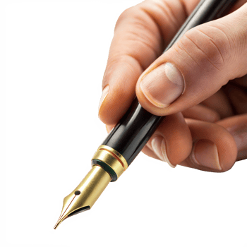 Closeup of a hand holding a pen ready to write png