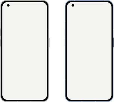 Modern realistic Nothing blank smartphone mock up dot notch. Mutliple colour variants illustration. Device UI UX mockup for presentation template. Cellphone frame with blank screen isolated vector