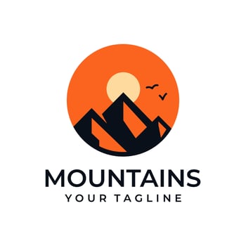 Sunset Mountain Logo Design - Logo Icon Free Download vector