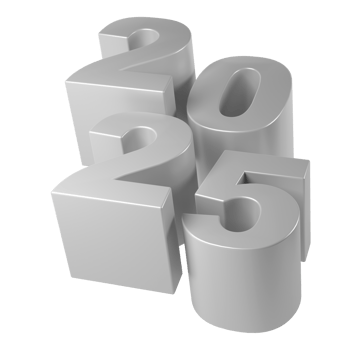 Happy New Year 2025 with shiny silver 3D numbers. Holiday christmas celebration design. Premium element Illustration for poster, banner, calendar and greeting card png