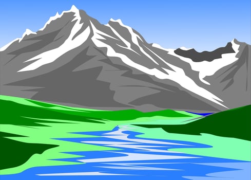 Nature landscape. winter landscape with mountains vector
