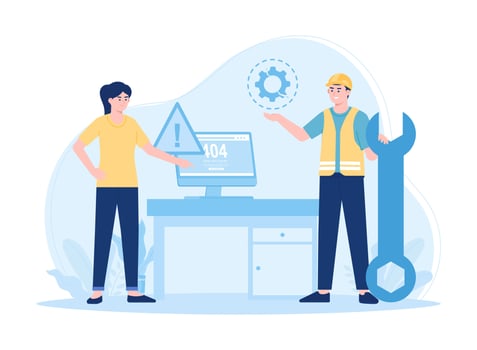 Website maintenance. website services web design corporate site professional support security analysis update abstract metaphor concept flat illustration vector