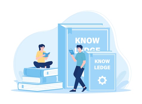 People read knowledge books concept flat illustration vector