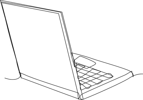 One line art. continues line art. a laptop isolated on white background vector