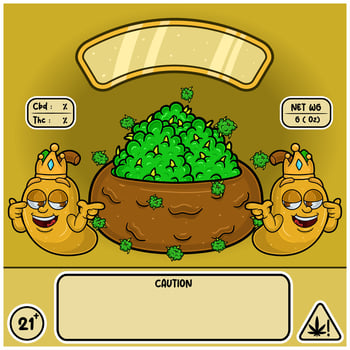 Mango Strain with Weedbud in cartoon style. Weed Design For Logo, Label and Packaging Product. vector