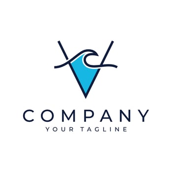 Blue wave, letter V logo design - icon logo free download vector