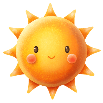 Illustration of Digital Painting, cute sun isolated on white background png