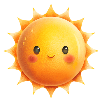 Illustration of Digital Painting, cute sun isolated on white background png