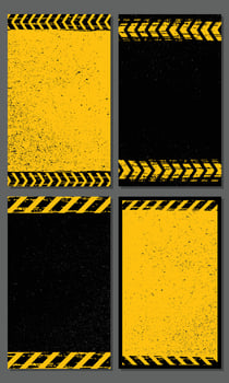 Collection of black and yellow warning stripes background vector