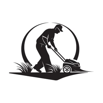 Lawn Mower Service Logo Icon Isolated Lawn Mowing Cutting Grass vector
