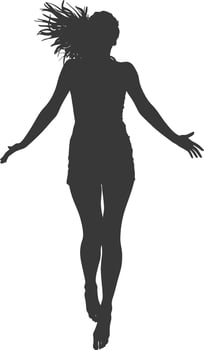silhouette floating woman with poses full body black color only vector