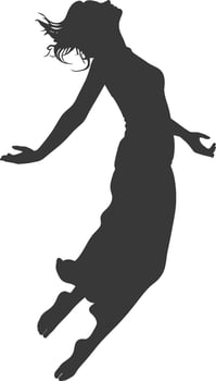 silhouette floating woman with poses full body black color only vector