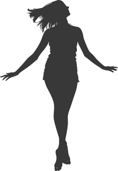 silhouette floating woman with poses full body black color only vector