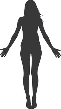 silhouette floating woman with poses full body black color only vector